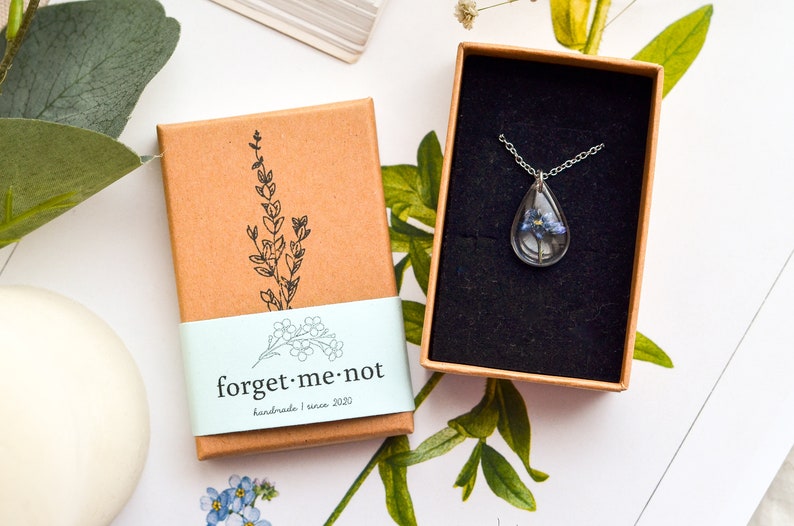 forget me not necklace silver miscarriage necklace Forget me not necklace botanical jewelry necklace Mothers Day necklace silver