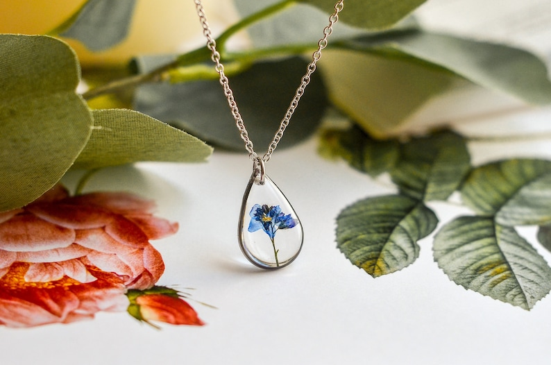 forget me not necklace silver miscarriage necklace Forget me not necklace botanical jewelry necklace Mothers Day necklace silver