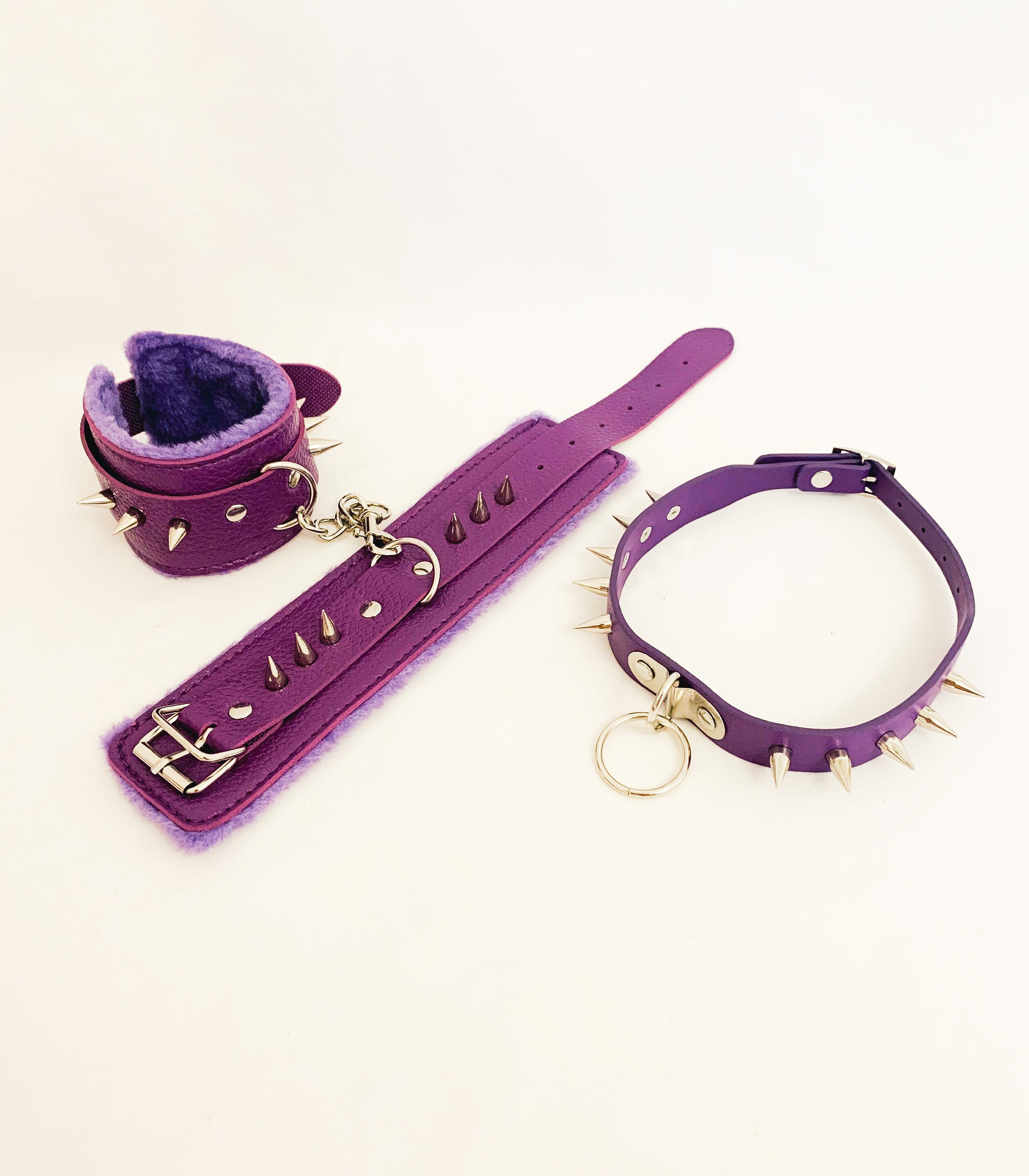 Pretty Purple Collar & Cuffs. Matching BDSM Collar and Bondage Etsy