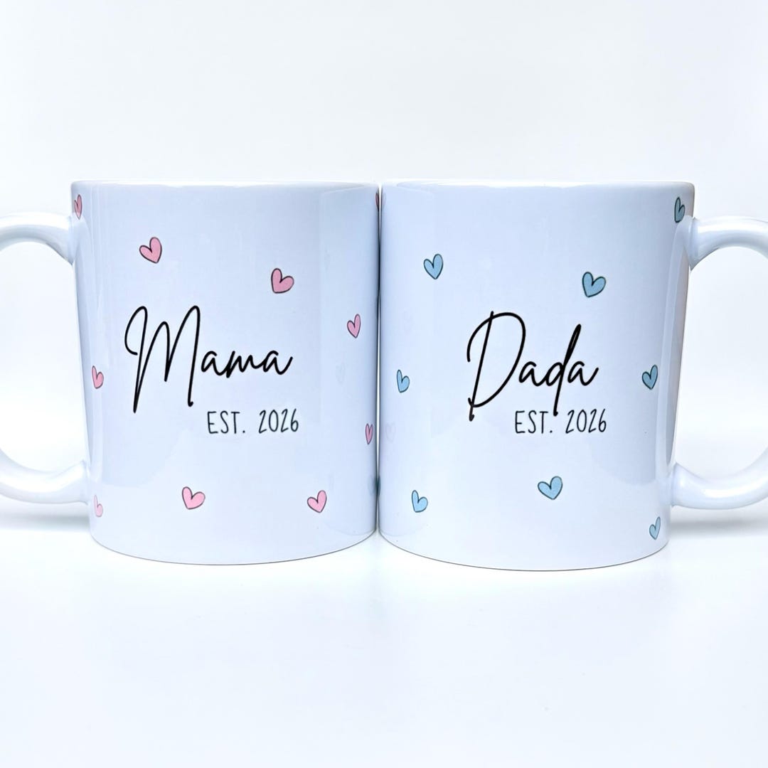 Mama & Dada Mug Set | EST 2026 | New Mum Gift | New Dad Gift ...