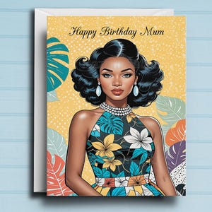 Biglietto di auguri di compleanno per donna nera A3
