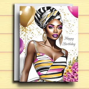 Carte d'anniversaire femme noire J2
