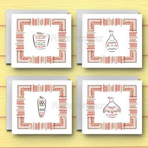 Set di 4 carte vaso africano