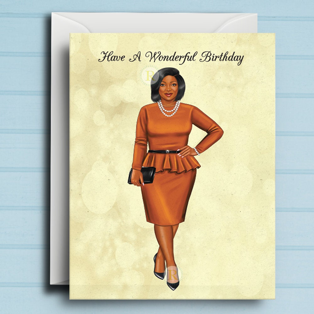 African American Woman Birthday Card F Etsy