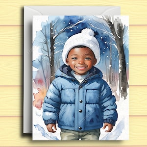 Black Boy G Christmas Card