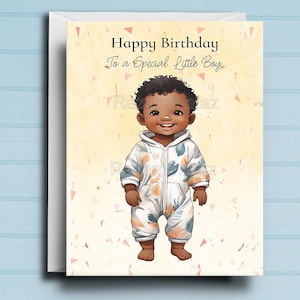 Tarjeta de primer cumpleaños para niño negro F
