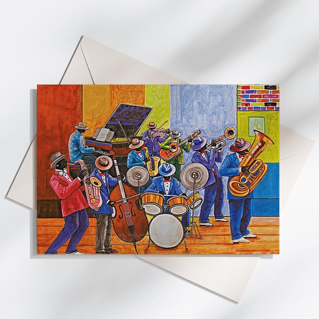 Black Jazz Band V Card - Etsy