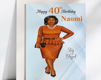 Black Woman Birthday Card F