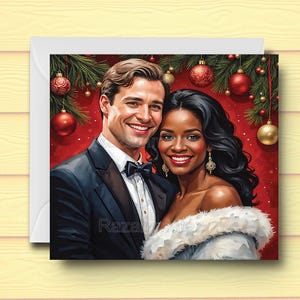 Tarjeta navideña de pareja interracial J