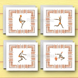 Set di 4 carte di uomini africani