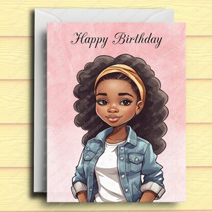 Carte d'anniversaire fille noire A