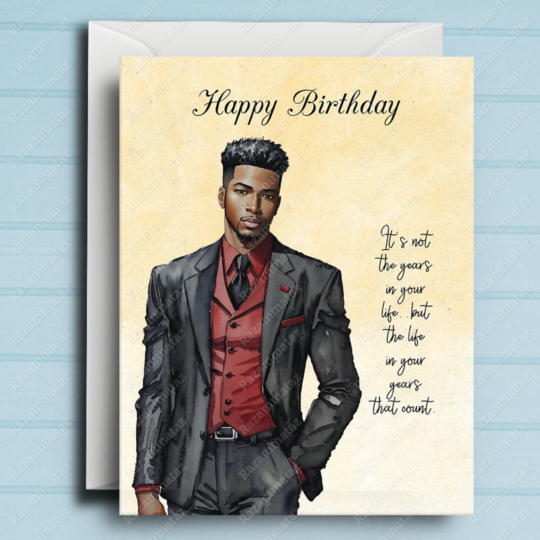 Black Man Birthday Card V Etsy