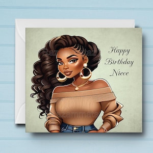 Biglietto di auguri di compleanno per donna nera B2