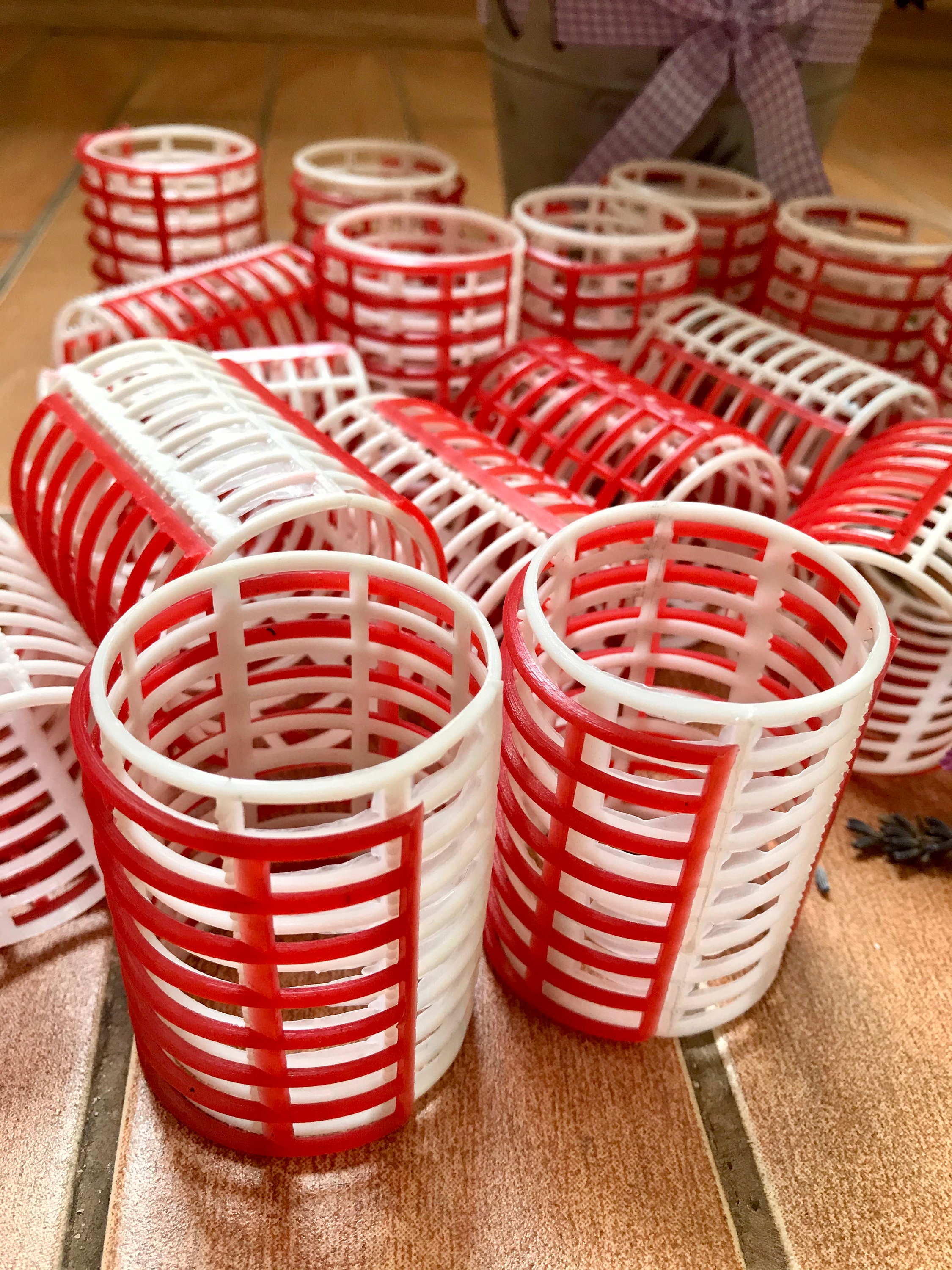 Vintage plastic hair curlers with rubber band / Hair curlers Etsy