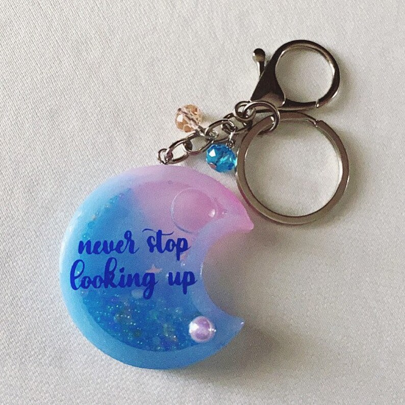 Pink and celestial half moon shaker keychain