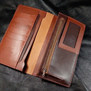 Cartera larga con cremallera/cartera larga con cremallera/cartera larga con cremallera/cartera con cremallera para mujer/cartera con cremallera para hombre/cartera con cierre de cremallera/Cuero curtido vegetal