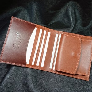 Cartera de cuero plegable vertical con bolsillo para monedas / Cartera para hombre con bolsillo para monedas / Cartera plegable personalizada / Cuero curtido vegetal