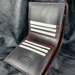 Cartera de cuero plegable vertical / Cartera plegable para hombre / Cartera de cuero plegable para tarjetas / Cartera de cuero plegable vertical / Cuero curtido vegetal