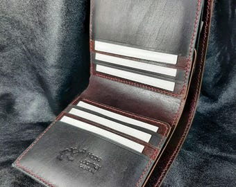 Vertical Leather Bifold Wallet / Bifold Wallet Men / Leather Bifold Card Wallet  / Vertical Bifold Leather Wallet / Vegetable Tanned Leather