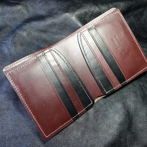 Cartera de cuero plegable vertical / Cartera plegable para hombre / Cartera de cuero plegable para tarjetas / Cartera de cuero plegable vertical / Cuero curtido vegetal