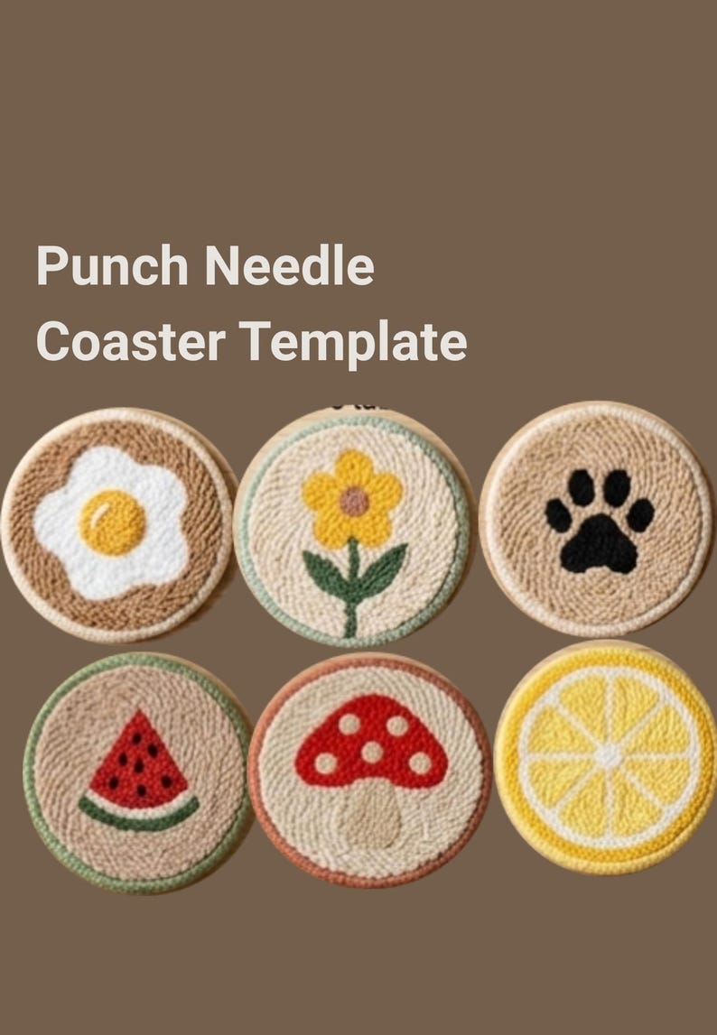 Punch Needle Coaster Template Bundle, Beginner Hoop Art, Daisy Mix ...