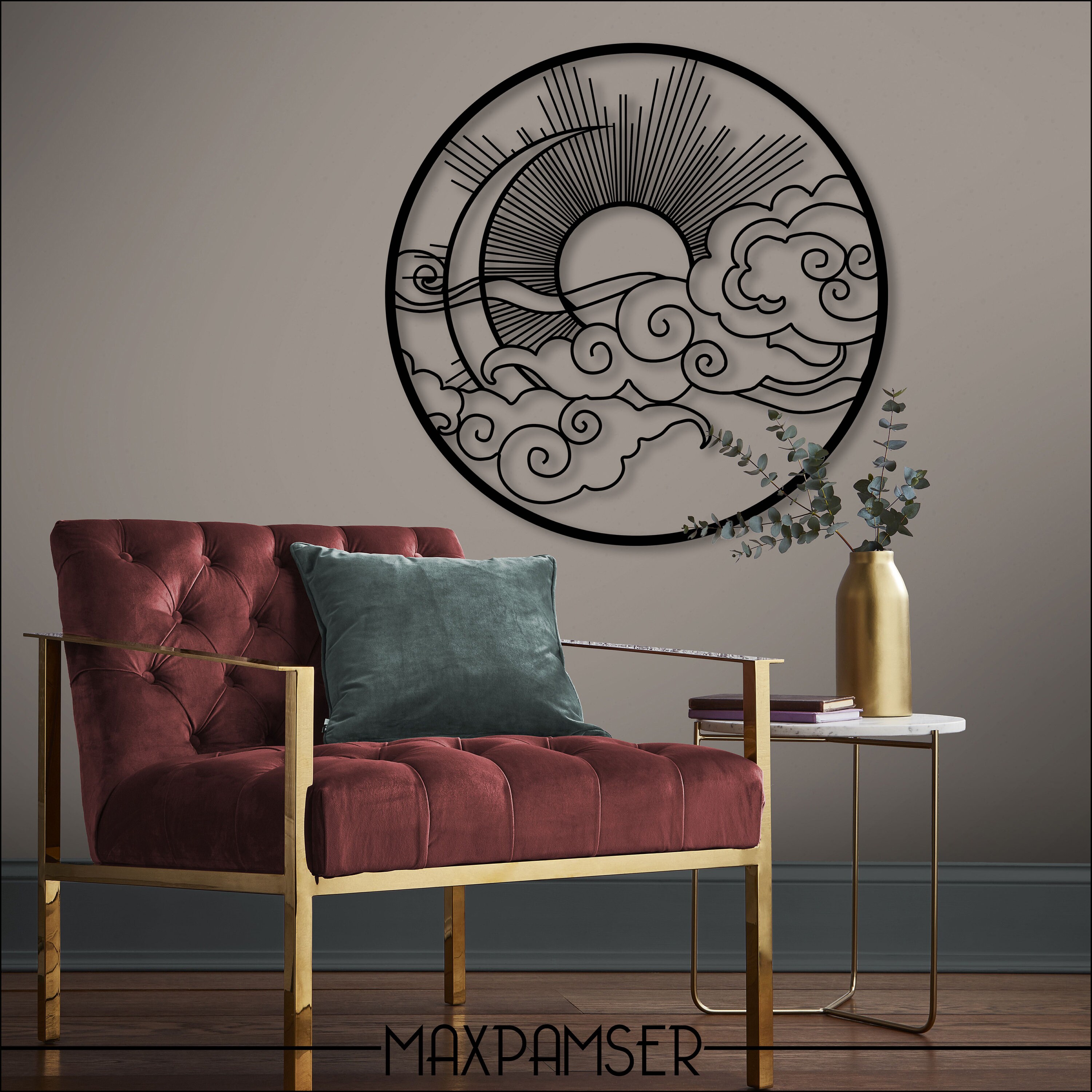 Sonne und Mond Metall Wandkunst Dekoration Wohnzimmer | Etsy