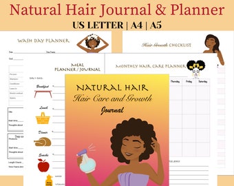 Natural Hair Journal & Planner | Hair Growth Journal | Natural Hair Routine Planner | Wash Day Planner |Hair Regimen Gifts for Natural Hair