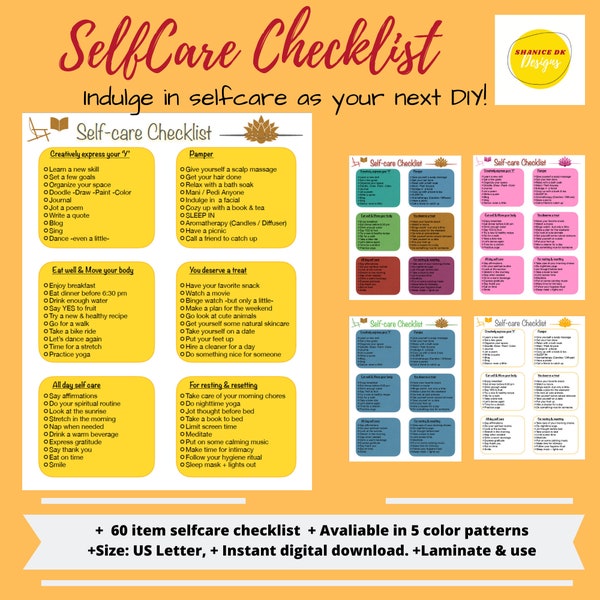Selfcare Checklist | Daily Self Care Routine | Self Care To-do list | Self-care planner | Self care checklist for teachers | self love list