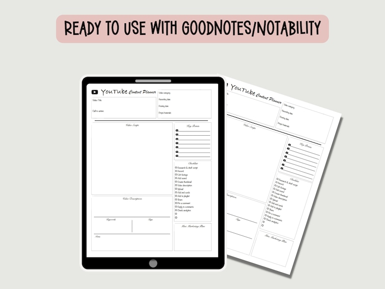 Youtube Content Planner Youtube Script Template Social Media Planner Video Script Planner image 4