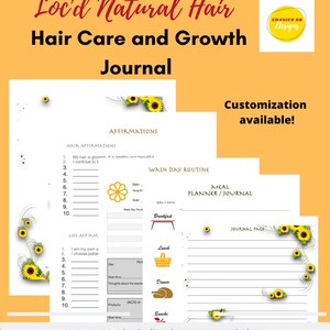 Loc'd Natural Hair Journal HairCare and Growth Journal For Locs Hair Journal Happy Planner Insert DreadLocks Journal with meal tracker image 2