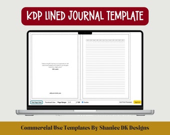 KDP Lined Interior Paper - Fully Editable in Canva | 6x9 and 8.5 x 11 KDP Lined Pages, KDP Template for Journals and Notebooks - 120 Pages