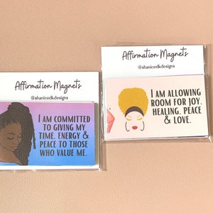 I Am Affirmation Magnets 4er Set Positive Affirmationen für schwarze Frauen Afrikanische amerikanische Affirmationen für Freude & Glaube, Kühlschrankmagnete Bild 4