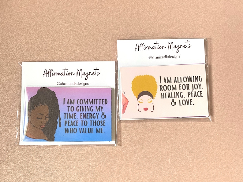 I Am Affirmation Magnets 4er Set Positive Affirmationen für schwarze Frauen Afrikanische amerikanische Affirmationen für Freude & Glaube, Kühlschrankmagnete Bild 4