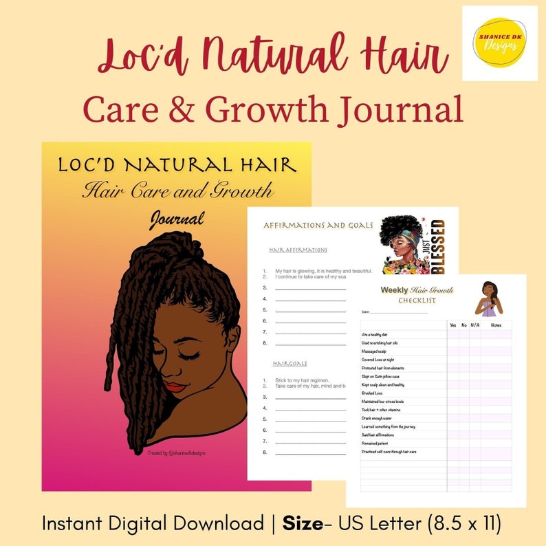 Digital Loc'd Natural Hair Journal 12 MTH Growth Journal For Locs Loc Hair Journal DreadLocks Journal Gifts for Dreads Gifts for locs image 2