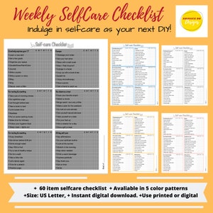 Weekly Self Care Checklist Daily Self Care Routine Minimalist SelfCare To-do list Self-care planner Selfcare Spa Gifts for her NEW image 8