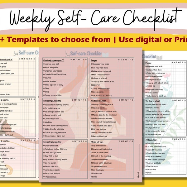 Weekly Self Care Checklist | Daily Self Care Routine | Minimalist SelfCare To-do list | Self-care planner | Selfcare Spa Gifts for her -NEW