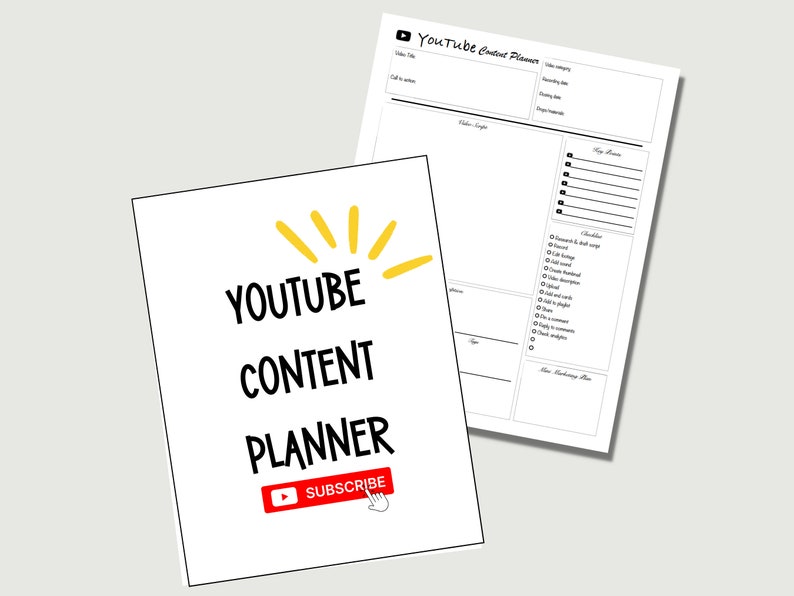 Youtube Content Planner Youtube Script Template Social Media Planner Video Script Planner image 1