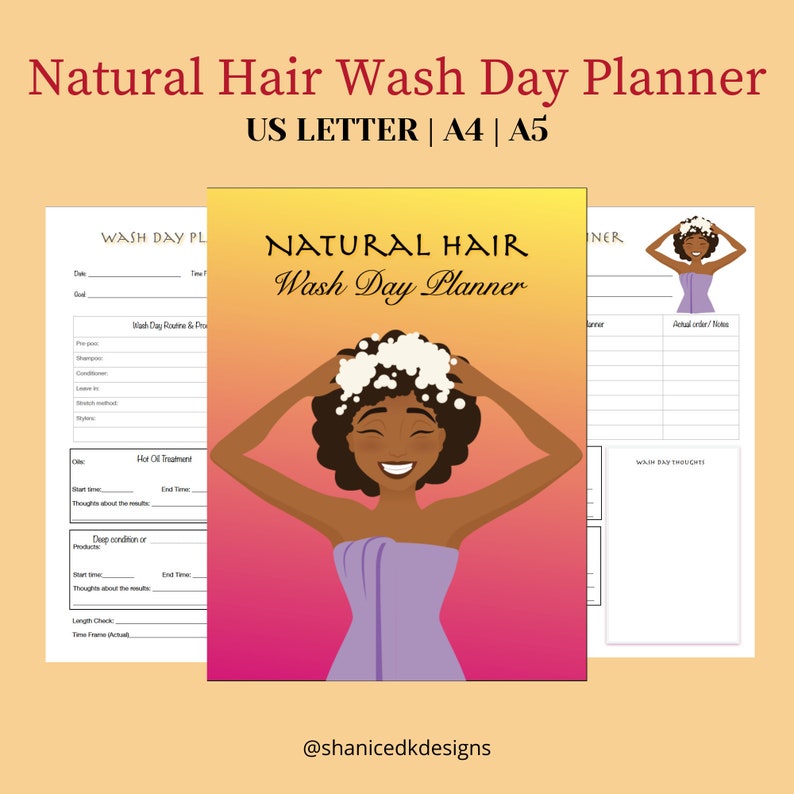 Natural Hair Wash Day Planner Hair Wash Day Planning Sheet Wash Day Routine Wash Day Regimen Journal Wash Day Printable Planner Page image 1
