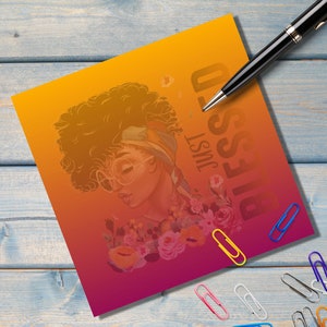 Black Girl Sticky Notes Just Blessed Sticky Notes Clip Art image 3
