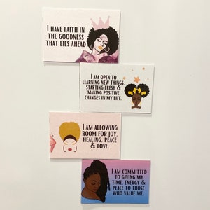 I Am Affirmation Magnets 4er Set Positive Affirmationen für schwarze Frauen Afrikanische amerikanische Affirmationen für Freude & Glaube, Kühlschrankmagnete Bild 5