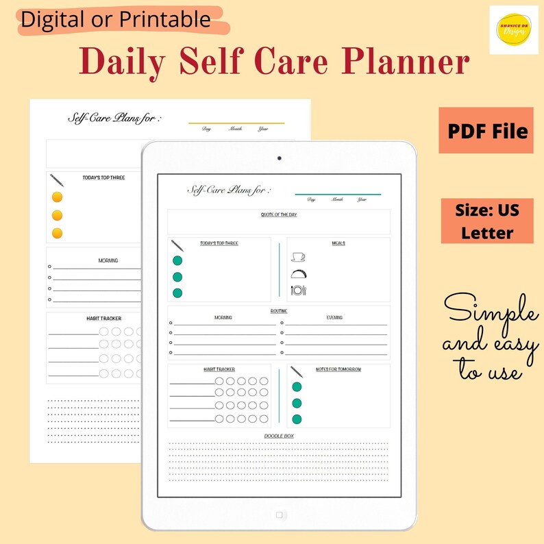 Digital Self Care Planner Daily selfcare Digital Planner  image 1