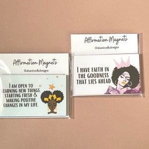 I Am Affirmation Magnets 4er Set Positive Affirmationen für schwarze Frauen Afrikanische amerikanische Affirmationen für Freude & Glaube, Kühlschrankmagnete Bild 3