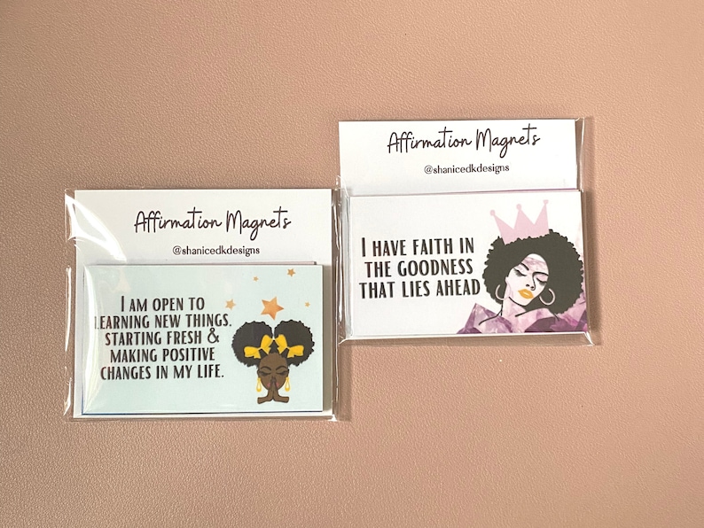 I Am Affirmation Magnets 4er Set Positive Affirmationen für schwarze Frauen Afrikanische amerikanische Affirmationen für Freude & Glaube, Kühlschrankmagnete Bild 3