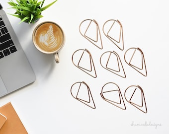 Rose Gold Paperclips | Gold Teardrop Paperclips |  8 Pcs Teardrop Paper Clips