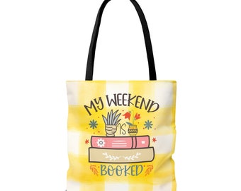 Library Tote Bag, My Weekend is Booked Tote Bag, Reading Bag for Book Lovers, Gifts for Friend, Book Club Gifts