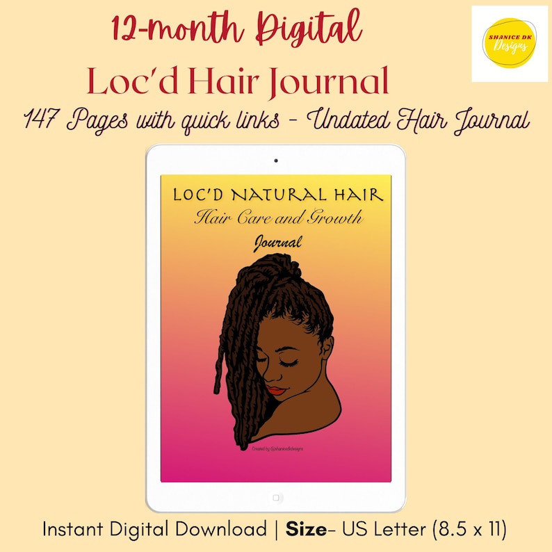 Digital Loc'd Natural Hair Journal 12 MTH Growth Journal image 1