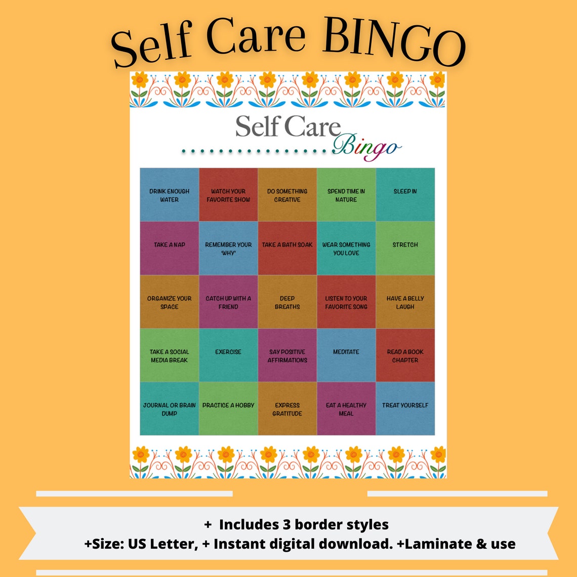 Selfcare Bingo Self Care Bingo Printable printable Bingo | Etsy India