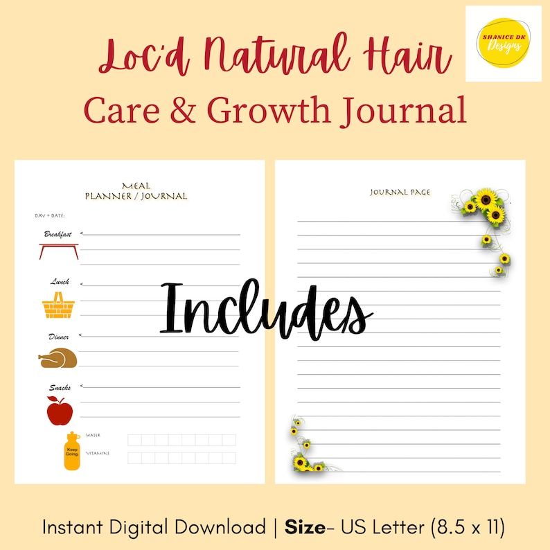 Digital Loc'd Natural Hair Journal 12 MTH Growth Journal For Locs Loc Hair Journal DreadLocks Journal Gifts for Dreads Gifts for locs image 4