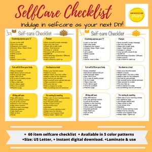 Selfcare Checklist Daily Self Care Routine Self Care To-do list Self-care planner Self care checklist for teachers self love list image 6