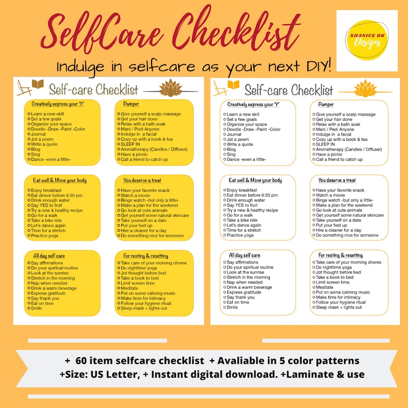 Selfcare Checklist Daily Self Care Routine Self Care To-do list Self-care planner Self care checklist for teachers self love list image 6